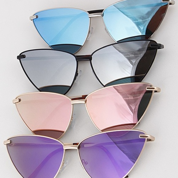 Purple Cat Eye Mirrored Sunglasses - Picture 2 of 8